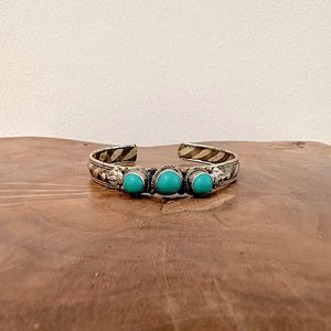 Vintage afghan turquoise bracelet copper, brass, silver